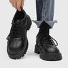 Мужские черные кожаные туфли в стиле business casual, дерби с большой головкой, нишевые, низкие, на толстой подошве, увеличивающие рост, мужские туфли