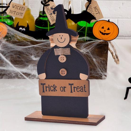 Хэллоуин Деревянная табличка Привидение Милое привидение Ведьма Тыква Многоярусное украшение для подноса для дома Полка Каминная полка Столешница Декор подоконника