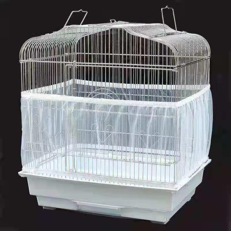 Parrot Birdcage Splash-Proof Mesh Cover: Anti-Feather, Anti-Food Scatter, Fits Square & Round Cages.