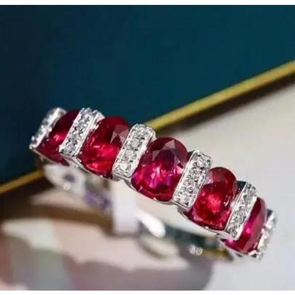 Кольцо Темперамент Рубин Роскошный Белый Циркон для Женщин Модная Бижутерия Вечеринка Подарок на День Рождения