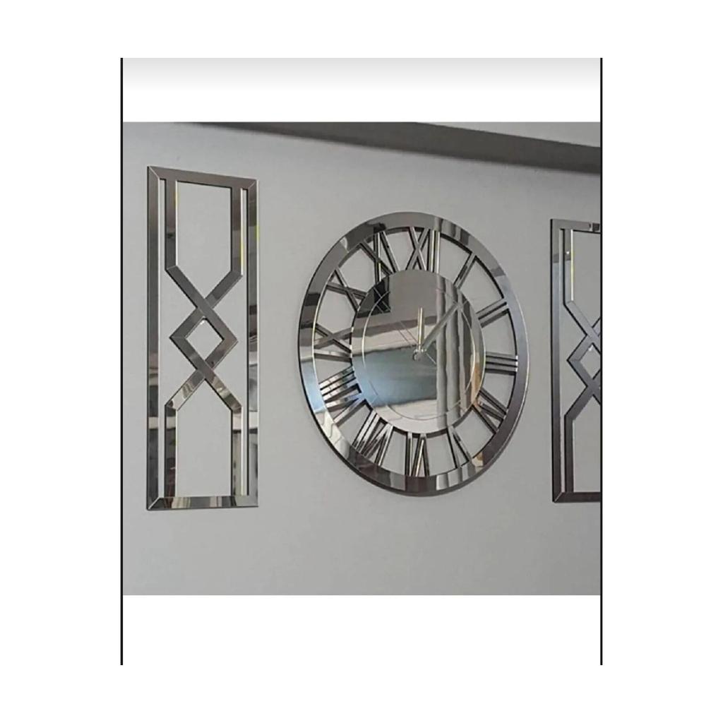 Декоративный подарок, деревянные настенные часы большого размера, песочные часы, зеркальное оргстекло, серебряные настольные часы Xl 50 см