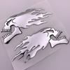 Motorbike Motorcycle Tank Car Sliver Flaming Skull 3D Gel Sticker Decal L/R Pair