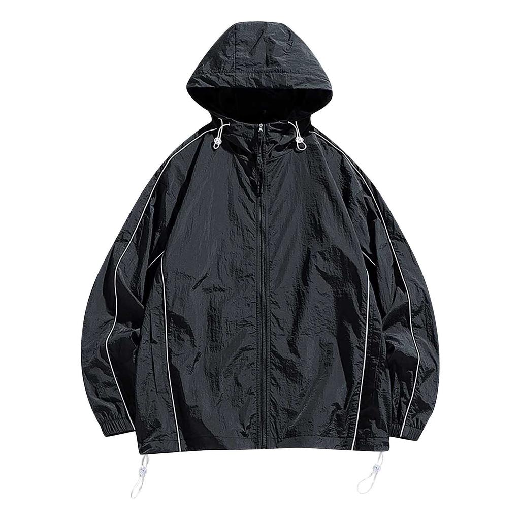 Летняя унисекс модная однотонная тонкая куртка на молнии с капюшоном и солнцезащитным козырьком