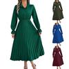 Women's Fashion Retro Solid Color Long Sleeve Button Waist Lapel Dress