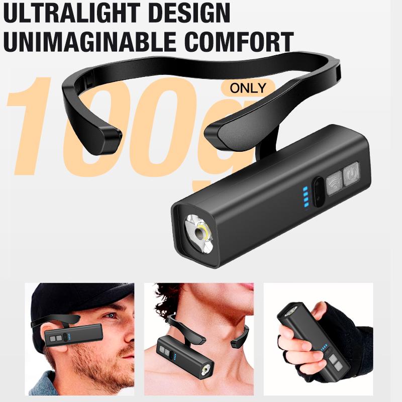Новый налобный фонарь с креплением на ухо, с индукционной зарядкой USB, сильным освещением, рабочим светом, светом для рыбалки, боковым габаритным огнем