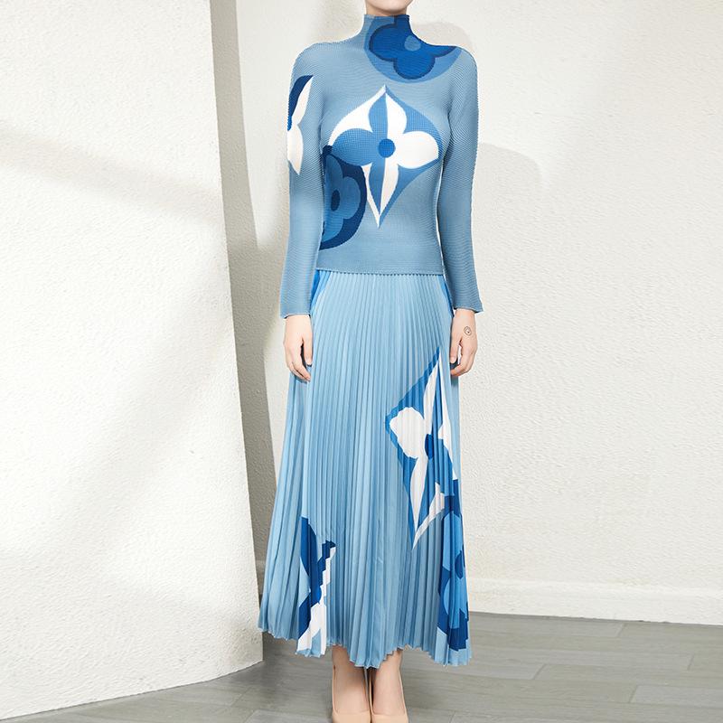 Женский костюм-двойка с плиссированной юбкой в стиле ретро, весна/осень 2024 г.