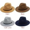 Мужская мода Простая однотонная винтажная шляпа с широкими полями Церковная вечеринка Фетровая джазовая шляпа Модные дорожные шляпы Женские аксессуары Подарки
