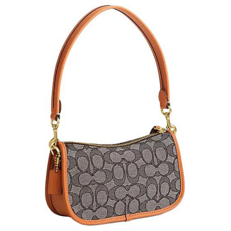 New COACH Observed By Us Collaboration Swinger Fabric With Cow Leather Shoulder Bag Handbag Mahjong Women's Oak Maple CK480-B4S0M