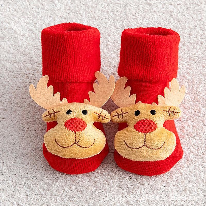 Children's Socks For Newborns Girls Boys Baby Anti-slip Child Plus Thick Terry Warm Winter Cute Christmas Socks For Kids 0-3Y