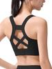 Yvette Sports Back Integrated Breathable Stylish Size Black Women's Bra, Non-Slip, Hook, Wireless, Cup, Mesh, Racerback, Fitness, Gym, Running, L,