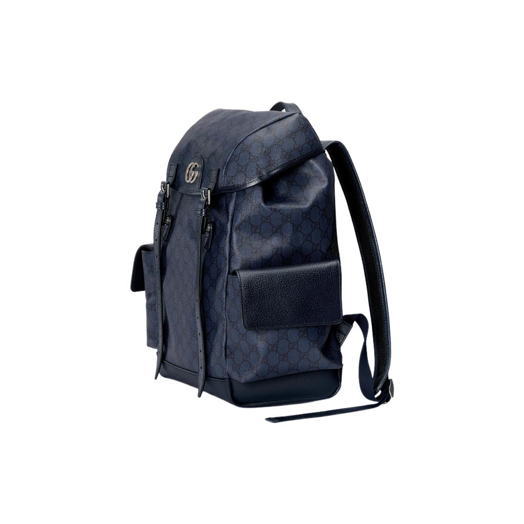 Gucci Ophidia Logo Large Capacity Canvas And Leather Backpack Men Backpacks Blue Black 598140-FABHU-8442
