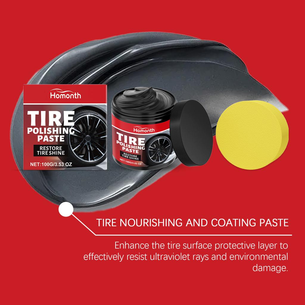 HOMONTH Tire Polish Cream Car Tire Restorer Shine Protectant Portable Care Paste