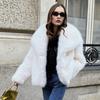Женская пушистая куртка из искусственного меха, с длинными рукавами, лацканами, пушистое пальто с открытой передней частью, лохматая куртка, зимняя теплая верхняя одежда