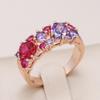Sparkling Full Pink Purple Zircon Luxury Texture Rings for Women Fashion Party Jewelry Gifts