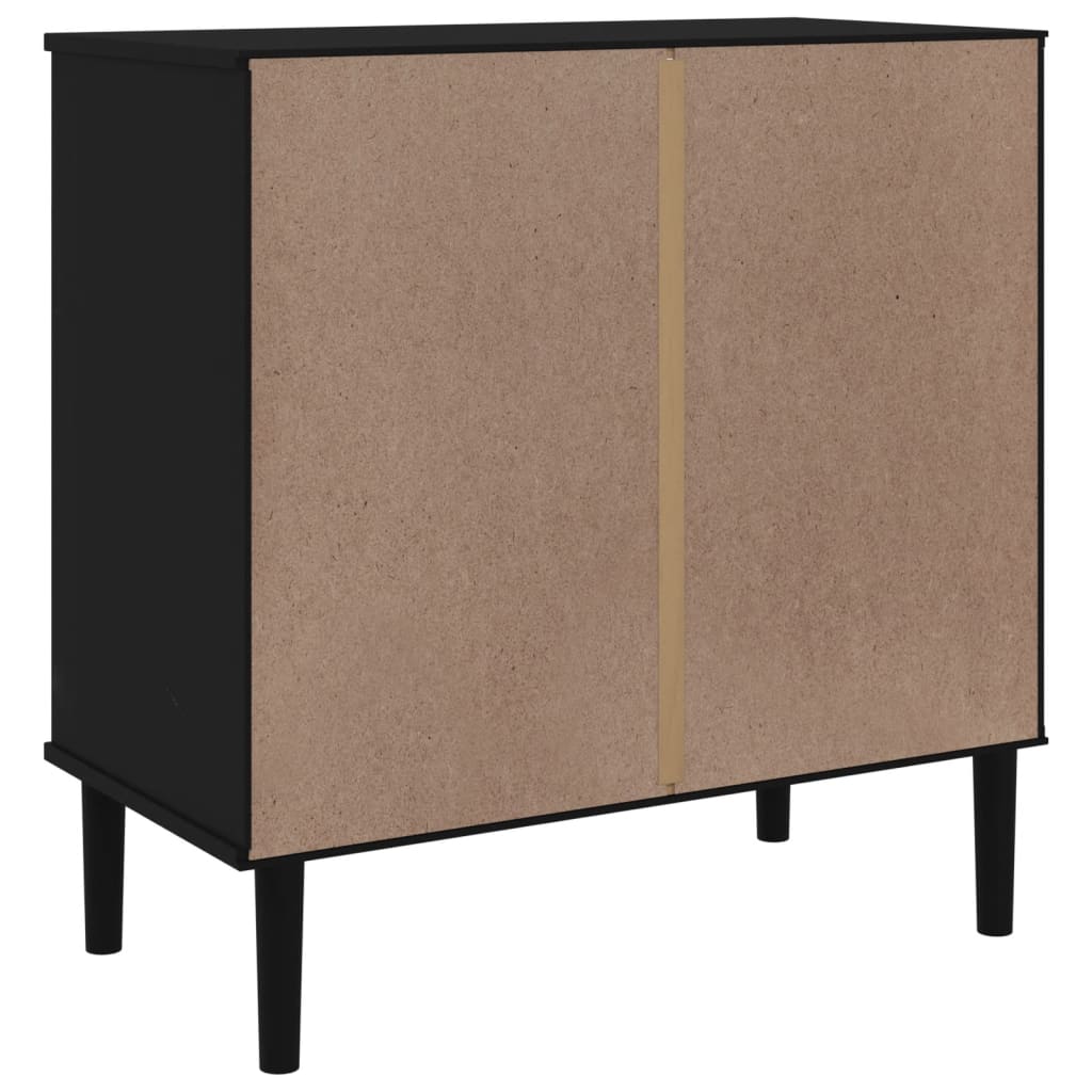SENJA Drawer Chest Rattan Look Black 80 x 40 x 80 cm Pine Wood