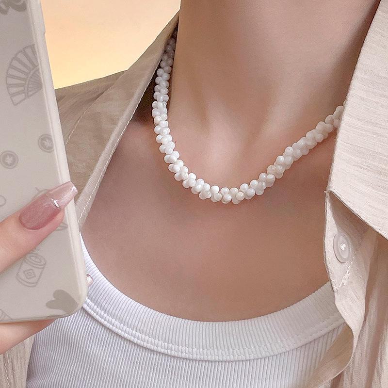 Banyan Tree S925 Silver Blue Beaded Dopamine Necklace - Fresh Handmade Clavicle Chain for Women