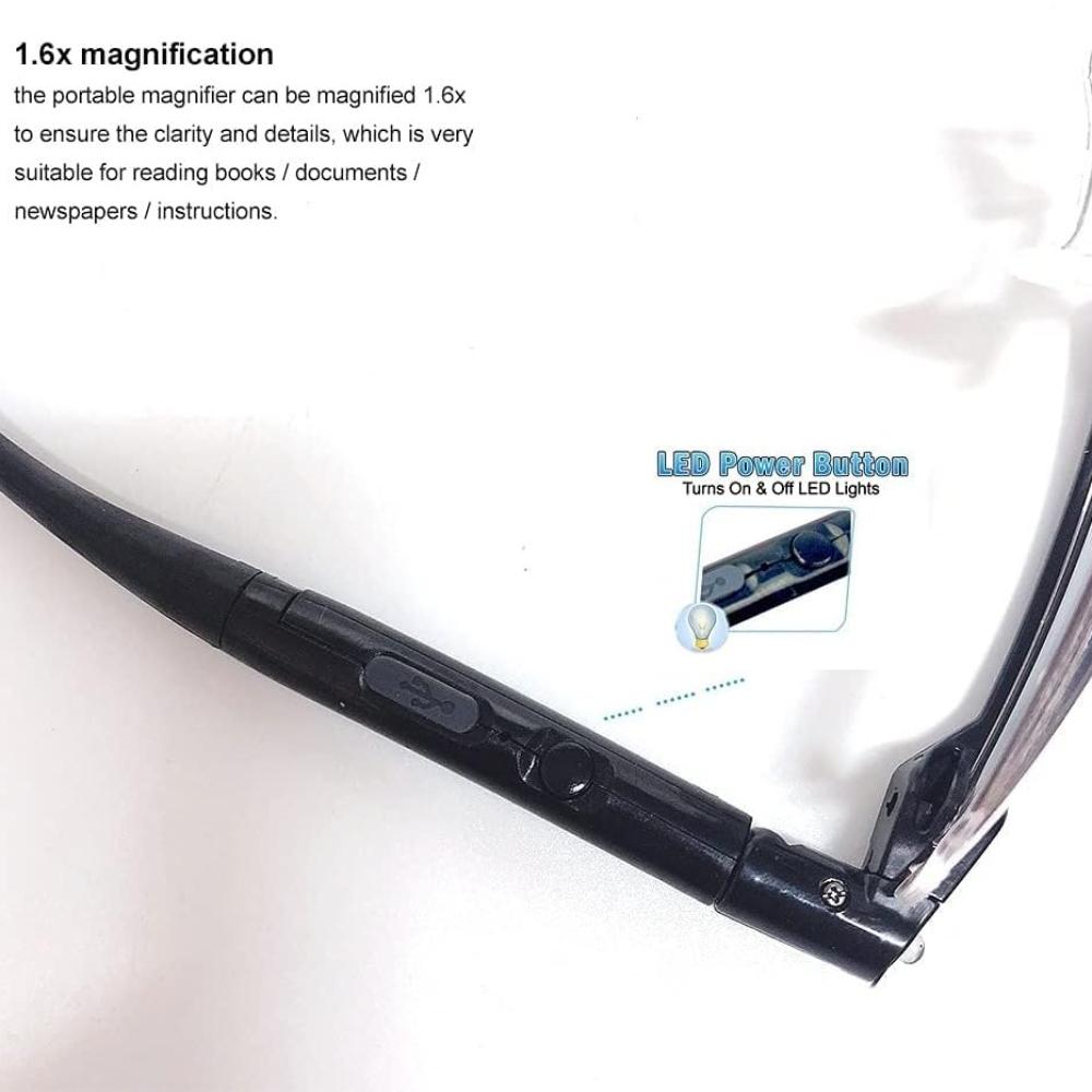 Max Glasses, Лупа для чтения 160%, Перезаряжаемые и Беспроводные очки-лупа для рукоделия, ювелиров, чтения, рисования, хобби, 2 шт.