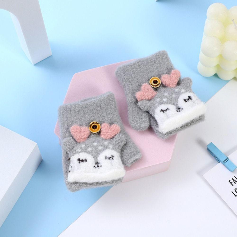 Fingerless Knitting Mittens Thick Mitten Lovely Kids Gloves Baby Kids