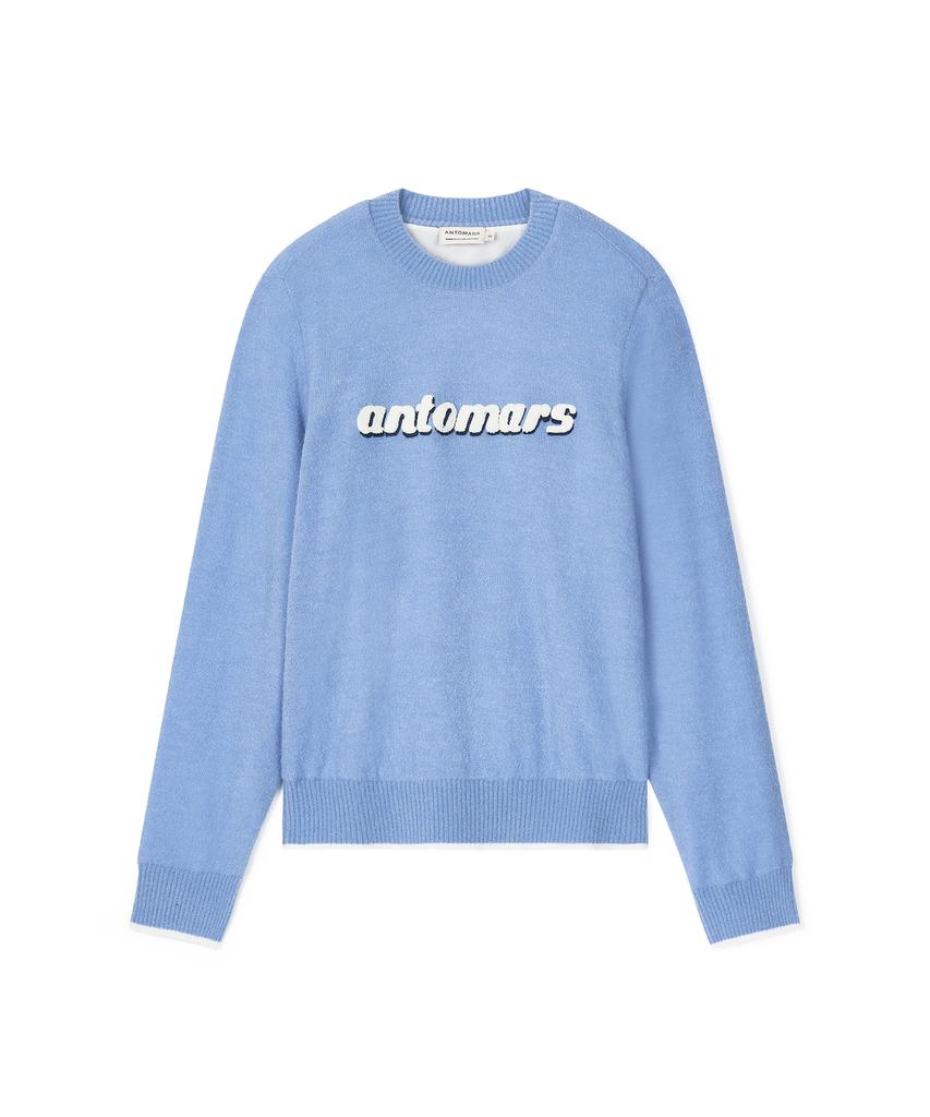 Antomas Logo Point Boucle Windproof Knit For Women - Blue