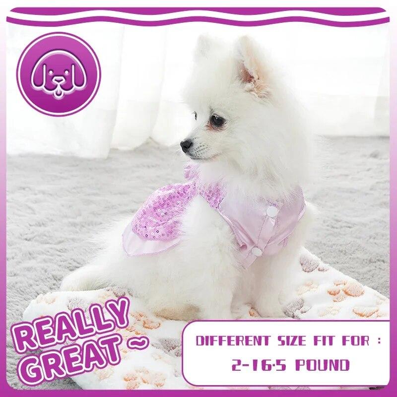 Летнее платье для собак, кружевная юбка для кошек, платье принцессы с блестками и бантом для щенка, одежда для домашних животных, вечерние платья для чихуахуа, одежда фиолетового цвета