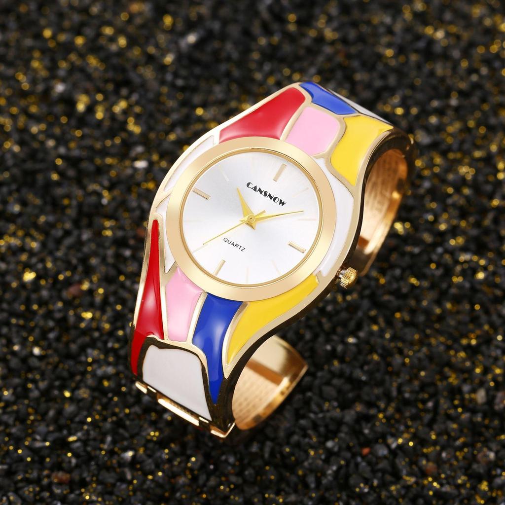 Женские часы-браслет в стиле ретро, с радужным кварцем и случайным цветом, с масляной эмалью. Элегантные женские часы.