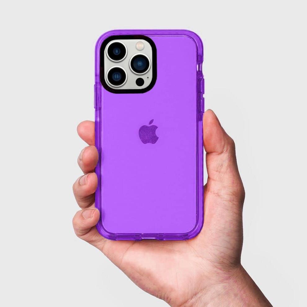 iPhone 14 Pro, Cute Retro Vibrant Design Phone Cases for Women,Camera Protector Cover Soft Silicone Shockproof Protective Case Neon Purple