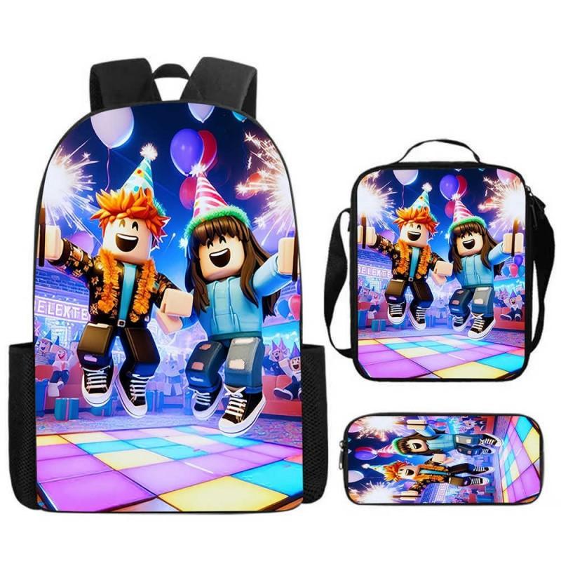 ROBLOX Themed Kids Backpack School Lightweight Durable Oxford Fabric Bag With Padded Straps Cartoon Print Grades 1-9