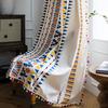 Printed Colored Hairball Bohemian Rustic Cross-Border Curtains for Living Room Bedroom Bay Window Dining Room or Kitchen Bar