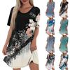 Women's Casual And Fashionable V-neck Short Sleeve Printing Mid Length Dress