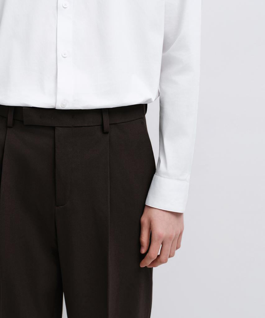 MUSINSA STANDARD Wide Hidden Banding Slacks [Dark Brown]