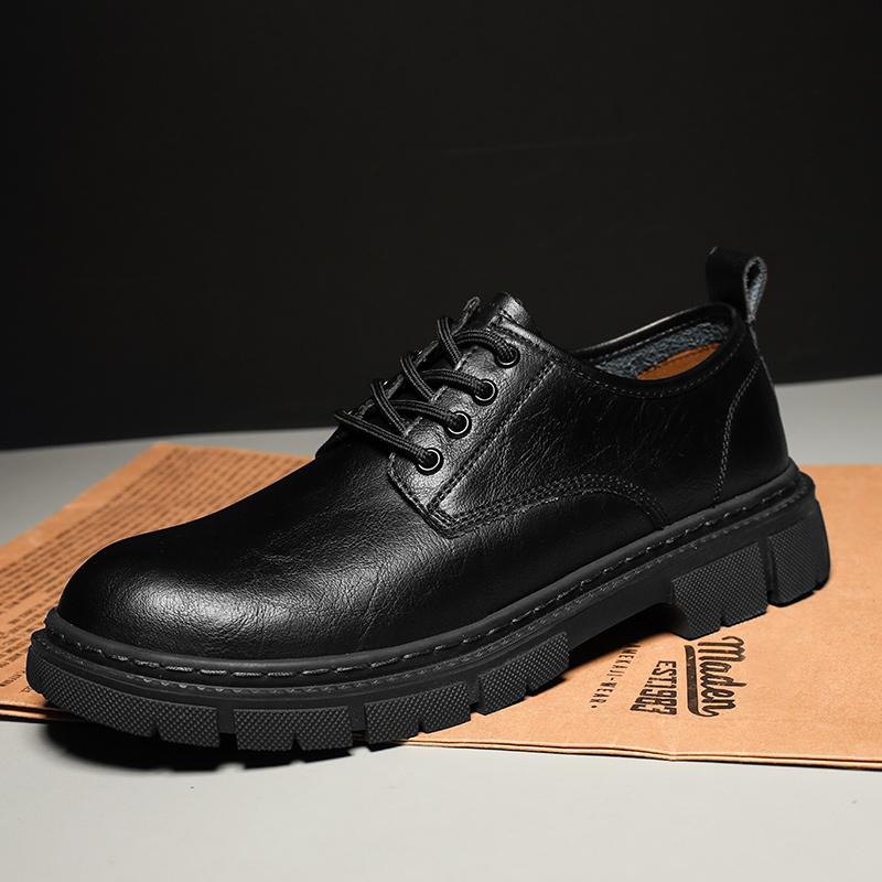 Men's Luxury Leather Shoes 2024 Men Thick Bottom Low Top Formal Shoes Round Toe Breathable Men Dress Shoes Business Oxford Shoes