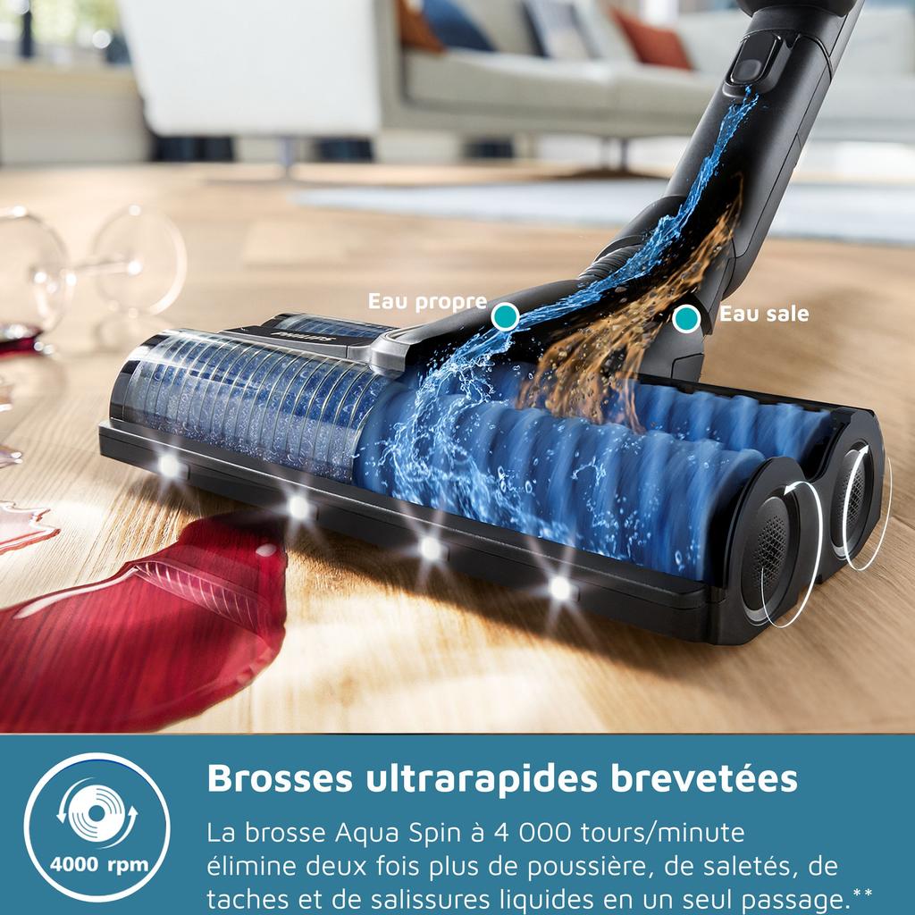 Aspirateur balai laveur 3-en-1 - PHILIPS - XW9463/10 - Série 9000 - PowerCyclone AquaTrio - 4000 tours/min - Noir