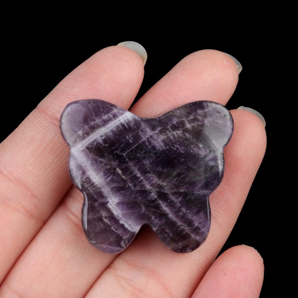 1Pc Reiki Healing Crystal Carved Butterfly Ornament Decoration,Natural Stone Gemstone Energy Generator for Home Decor Jewelry Gifts 32-35x26-30 Mm