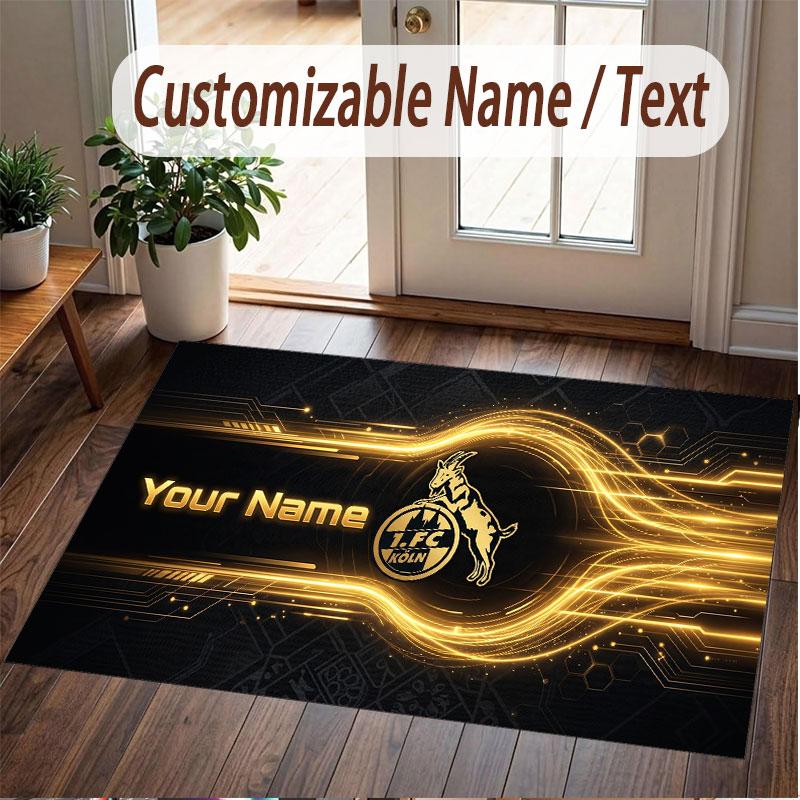 Custom Rug FC Köln Pattern Print Name Text Soft Non‑Slip Floor Carpet for Home Indoor Decoration