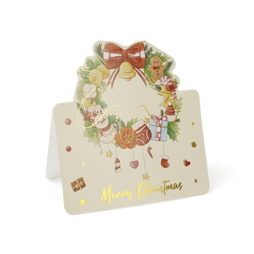 1-12 шт. Рождественские поздравительные открытки Мультяшный Санта-Клаус Снеговик Складная открытка Рождество День рождения Новый год Подарки Упаковочные принадлежности