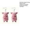 Pink Pig Dangle Earrings 2D Acrylic Pig Charm Earrings Lightweight Cute Angry Pig Earrings