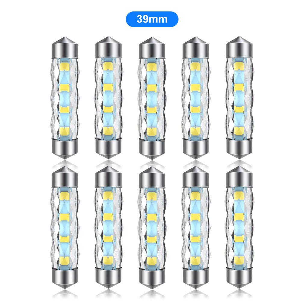 10 шт. C5W LED Автомобильная Салонная Купольная Лампа для Чтения Фестонная 31мм 36мм 39мм 41мм Двусторонняя Подсветка Номерного Знака Лампы Багажника C10W 2835 8SMD 12В DC 6000K Белый