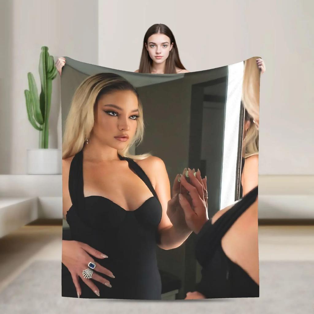 Madelyn Cline Actress Poster Soft Blanket for Bedroom Living Room Travel Flannel Throw for Spring Office Use