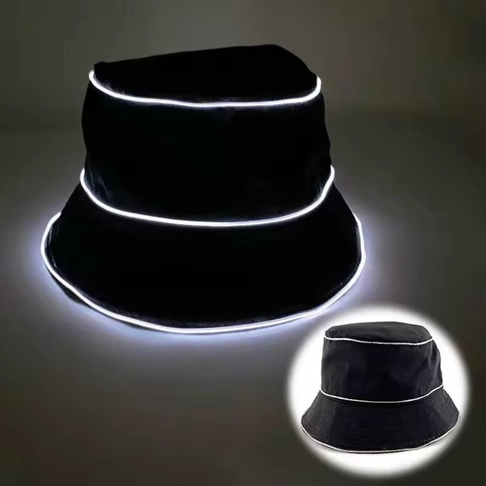 Polyester Luminous Hat EL Wire Glowing Light Cap New LED Bucket Hat Stage Performance
