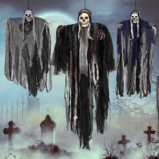 Подвесное украшение для Хэллоуина с призраком, страшный реалистичный декор в виде скелета, жуткая атмосфера, макет, реквизит для дома с привидениями