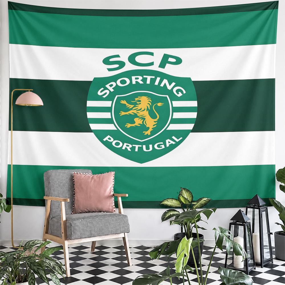 Green white stripes lion logo design tapestry Patterned tapestry for bedroom and living room home decor sofas