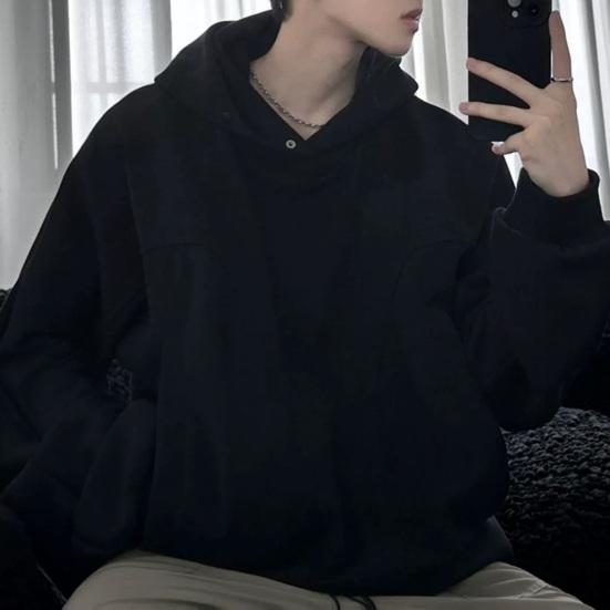 Мужская толстовка с капюшоном на осень-зиму, однотонная, с длинными рукавами, с капюшоном, эластичные манжеты и