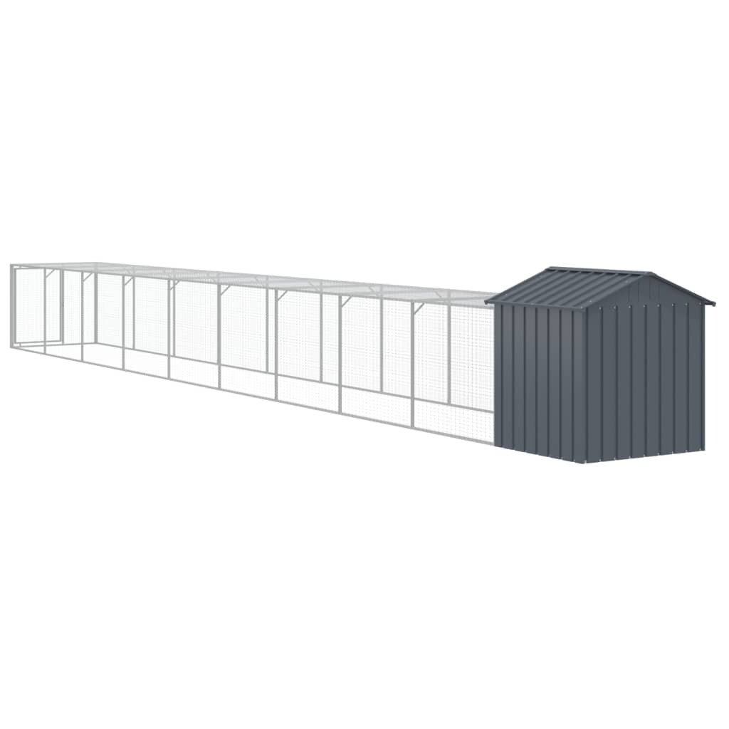 Chicken Coop with Run Anthracite 117 x 1017 x 123 cm Galvanized Steel