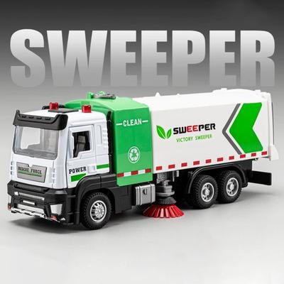1:Модель City Sweeper Грузовик для перевозки мусора Масштаб 1:32 Игрушечная машинка Металлические литые машинки Модели с механизмом оттяжки, звуком и светом Подарки для детей