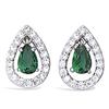 [L7437] - Silver Earrings 'Sissi' Green White Silver (rhodium-plated) - 12x8 Mm
