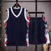 Mens Breathable Mesh Basketball Jersey Set V-Neck Sleeveless Top Shorts Sportswear College Teams Training