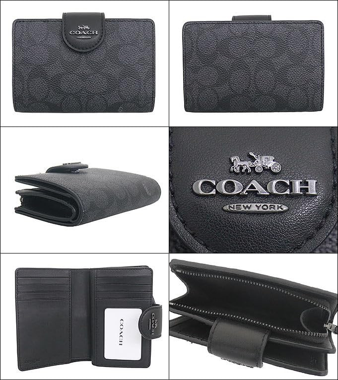 Coach Wallet FCW786 CW786 Charcoal X Black Signature Coated Canvas Medium Corner Zip Wallet [Coach] (Bifold Wallet) Women's [Outlet Product] [Brand]