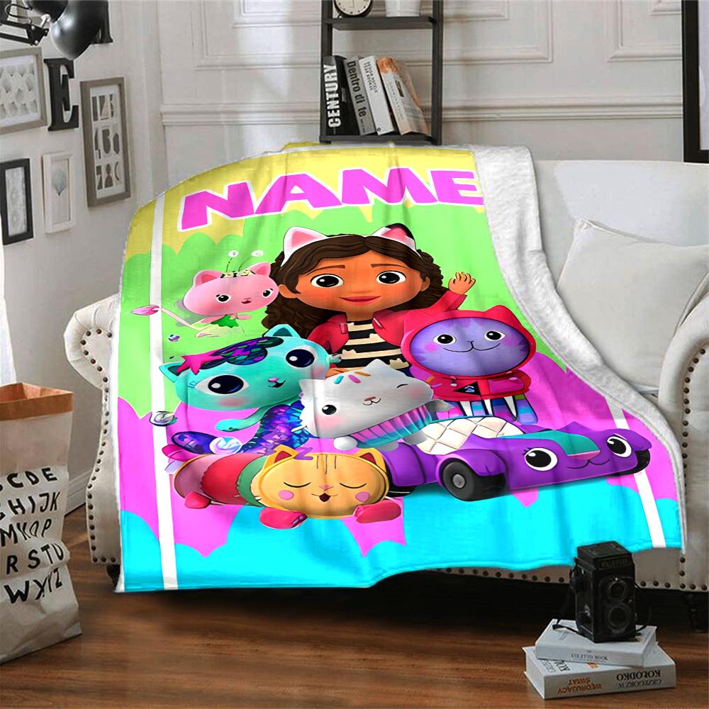 Customiz Name Personality Gabby's Dollhouse Blanket Soft &Warm Sofa Office Bed Travel Lunch Break Blanket, Gift Suitable All Seasons