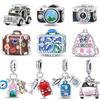 Radiant Copper Camera Airplane & Suitcase Dangle Charm Fit Original Bracelet Adventure Car Charm For Girls Fine Jewelry Gift