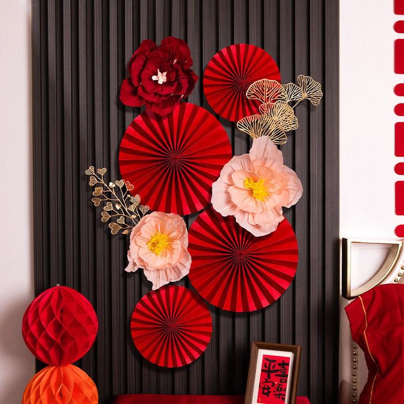 Chinese Wedding Decoration Double Happiness Background Wall Ornament Traditional Wedding Wall Stickers Decal Party Supplies